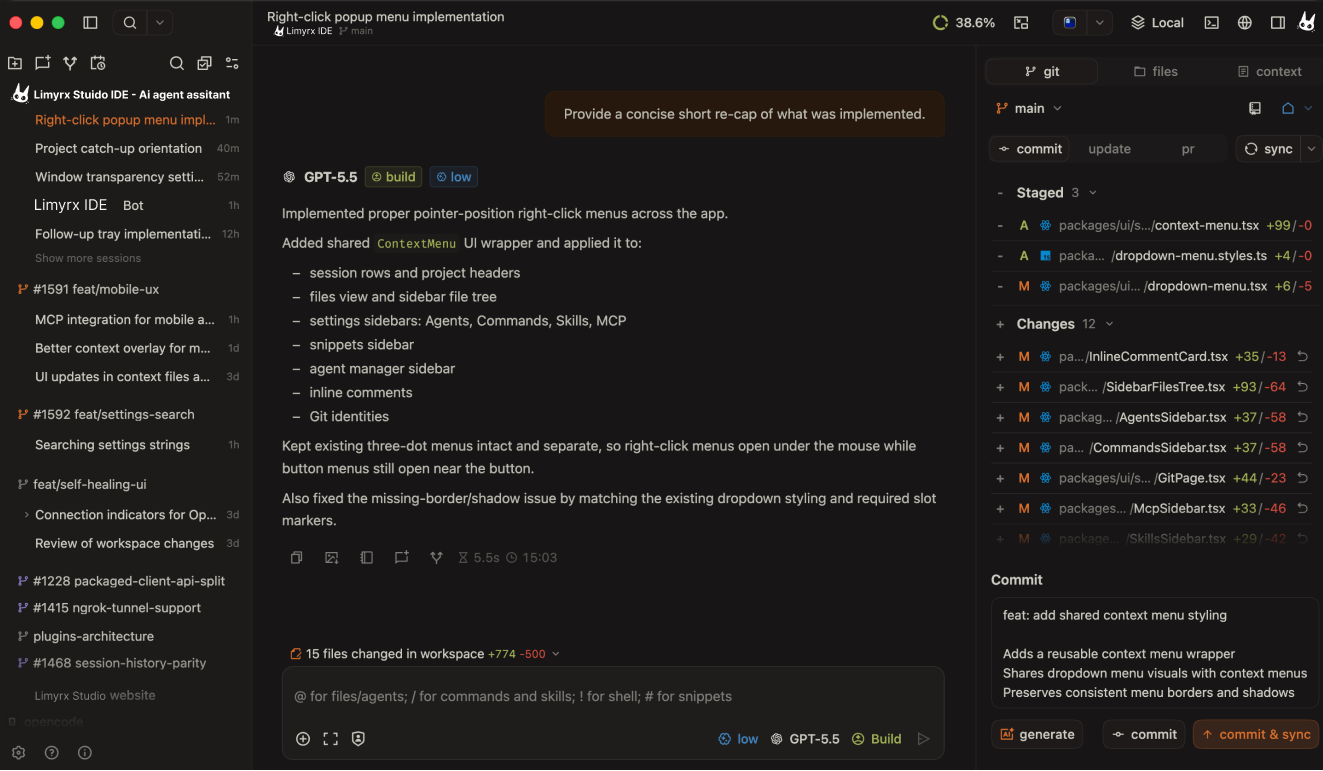 Limyrx Studio IDE desktop interface